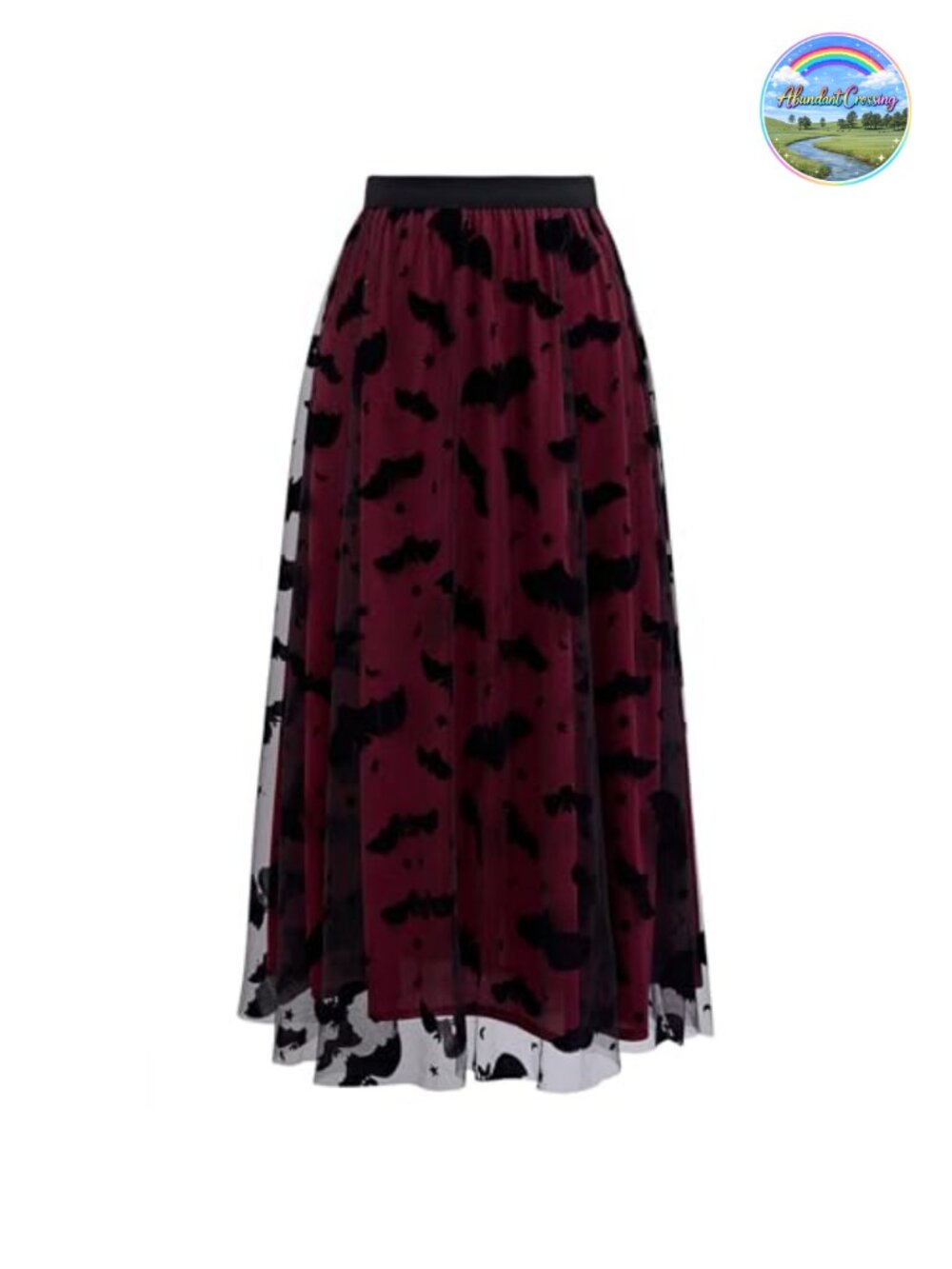 CHICWISH Tutu Skirt Velvet Bats Elastic Waist Layered Mesh Midi Halloween Party